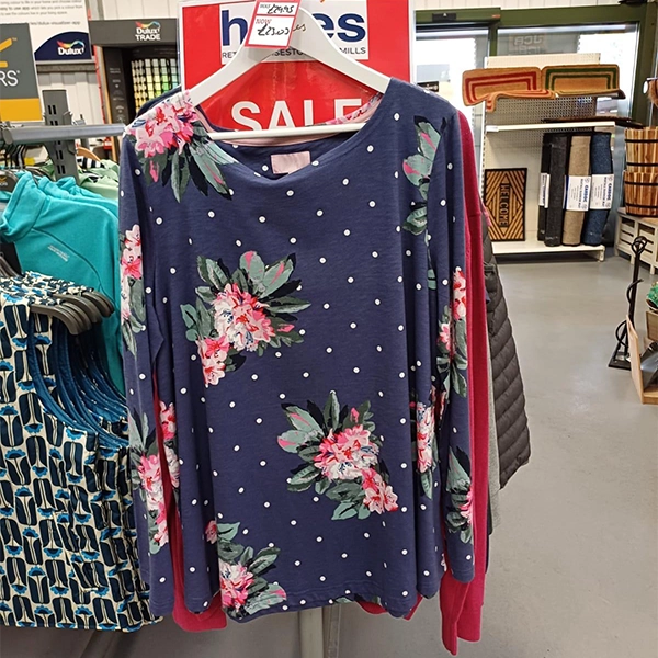 Joules Harbour Print Long Sleeve Jersey Top Spot Blue Floral Hales Sawmills